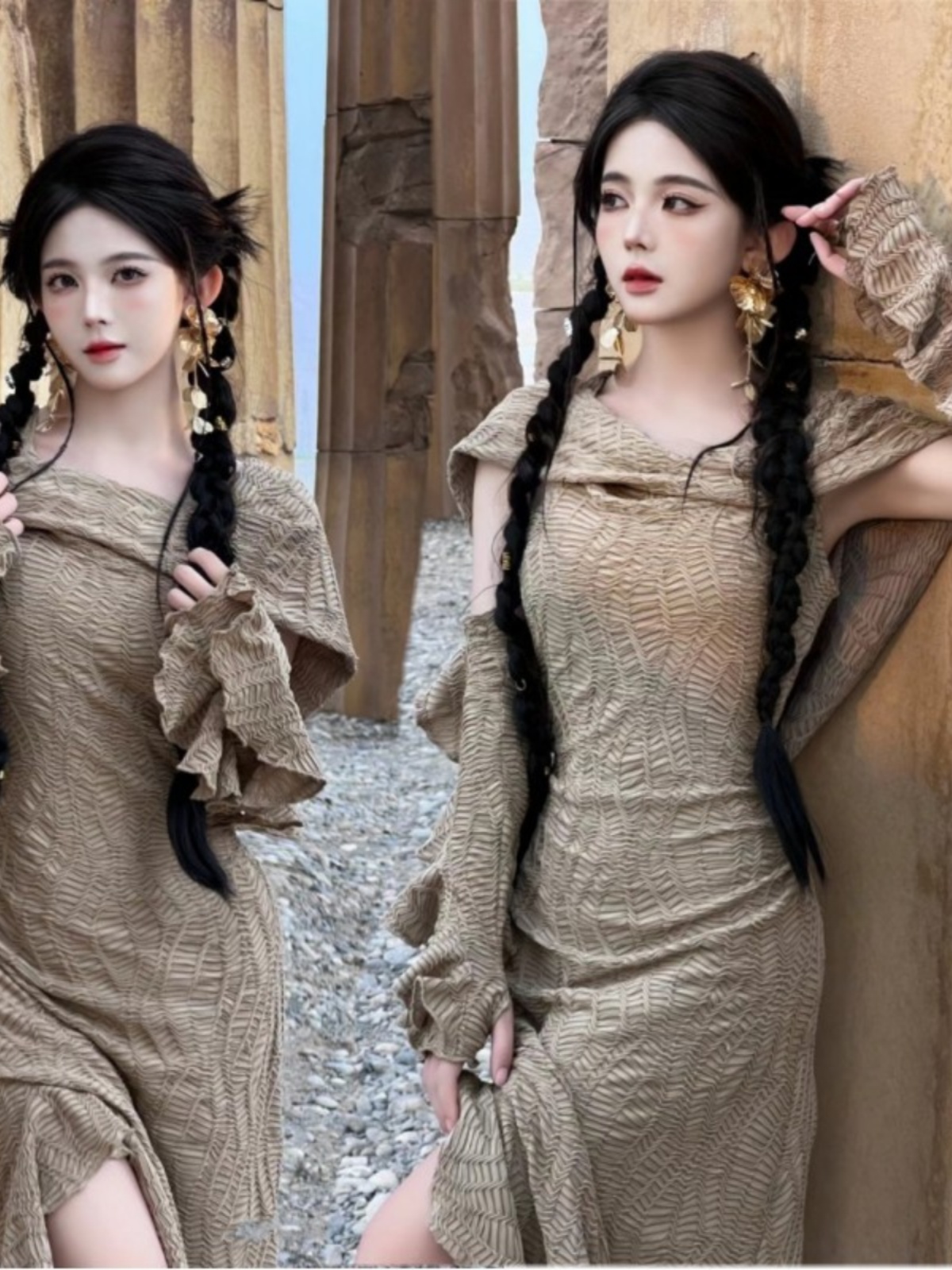 Ethnic Fashion Style - Desert Themed Long Dress Women's Fashion