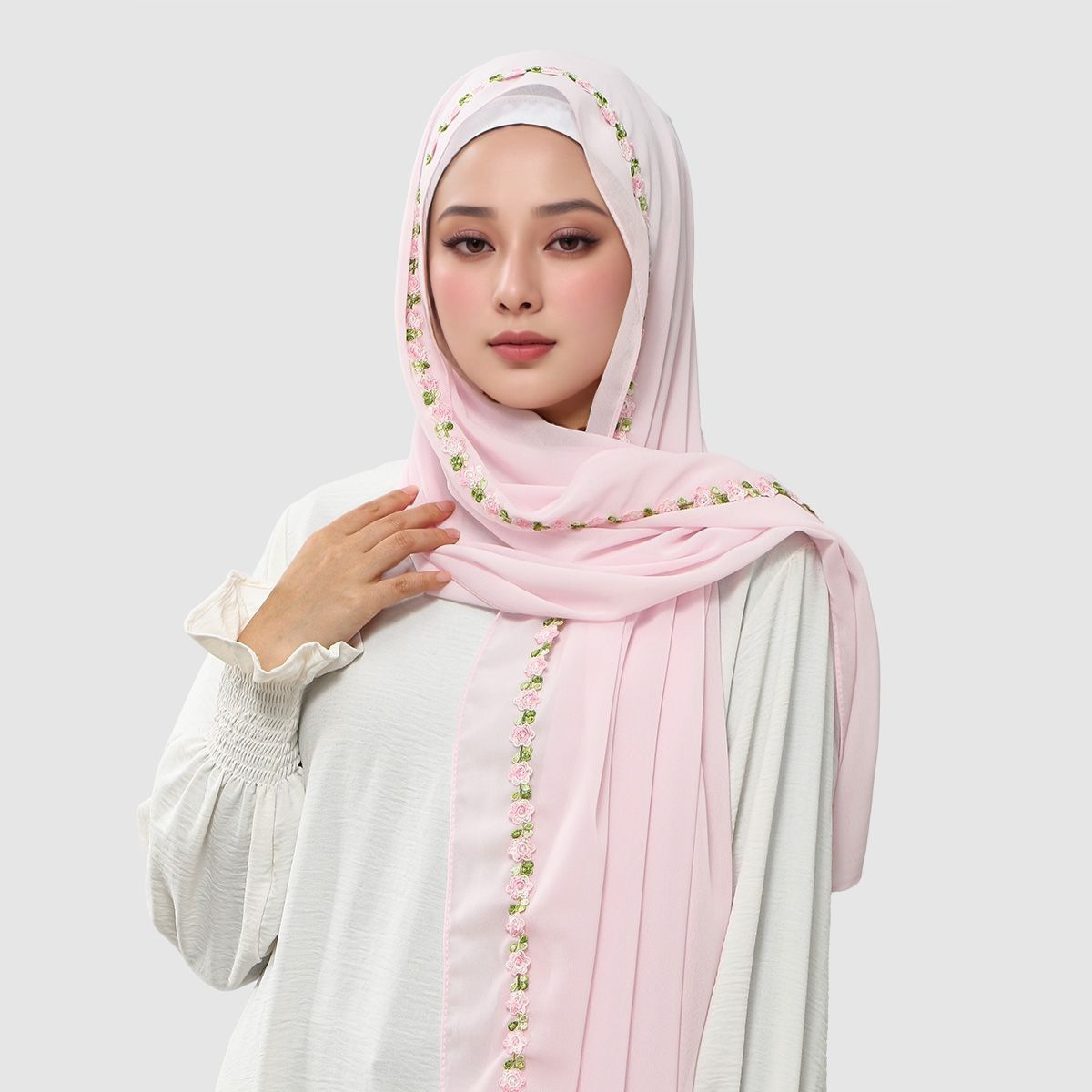 Ethnic Fashion For Ladies - Women Ethnic Hijab Solid Chiffon Scarf