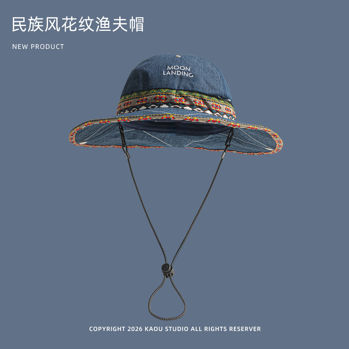Bohemian Denim Bucket Hat for  - Ethnic Fashion Photography recension och pris