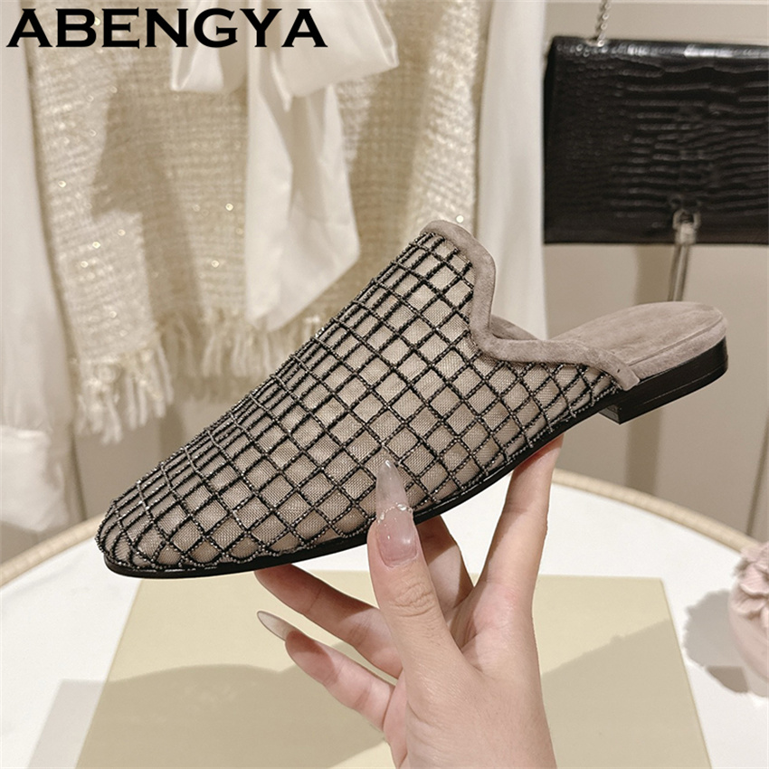 Shiny Lace Mesh Round Toe Flat - Ethnic Fashion For Women recension och pris