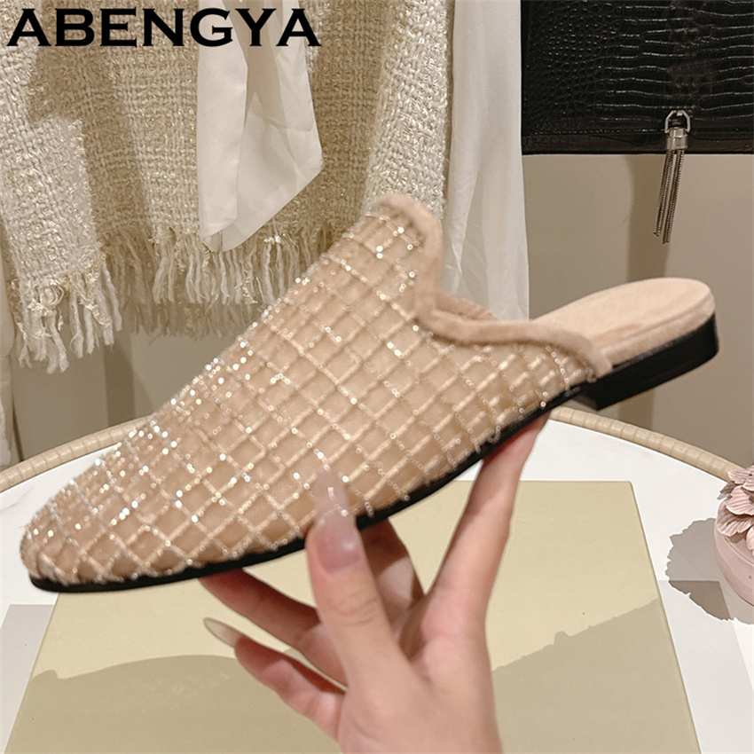 Shiny Lace Mesh Round Toe Flat - Ethnic Fashion For Women recension och pris