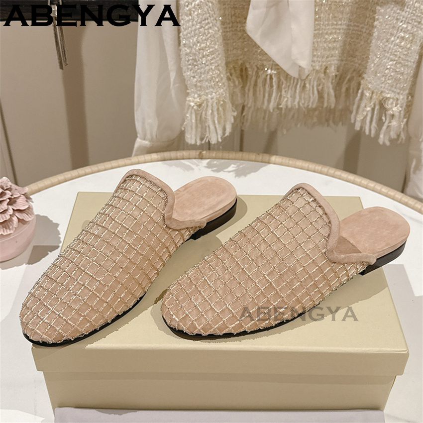 Shiny Lace Mesh Round Toe Flat - Ethnic Fashion For Women recension och pris