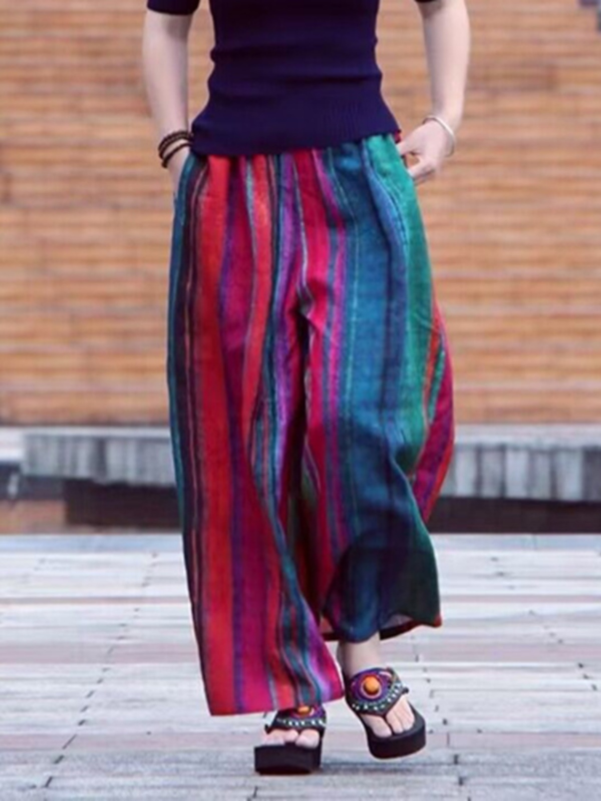 Summer Casual Artistic Wide Le - Ethnic Fashion Style recension och pris