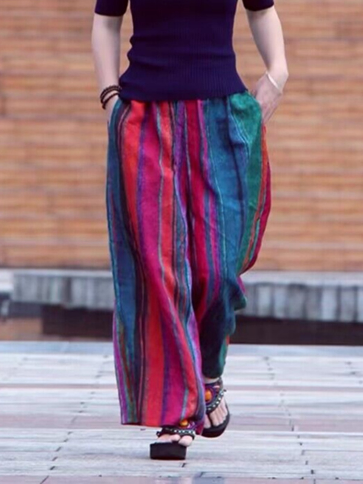 Summer Casual Artistic Wide Le - Ethnic Fashion Style recension och pris