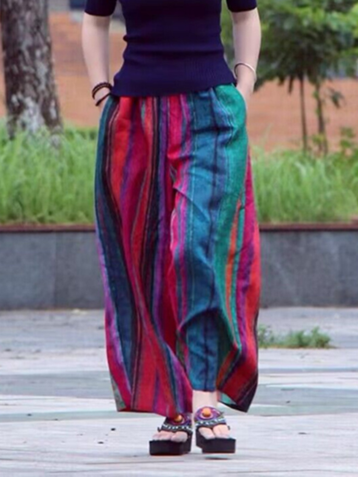 Summer Casual Artistic Wide Le - Ethnic Fashion Style recension och pris