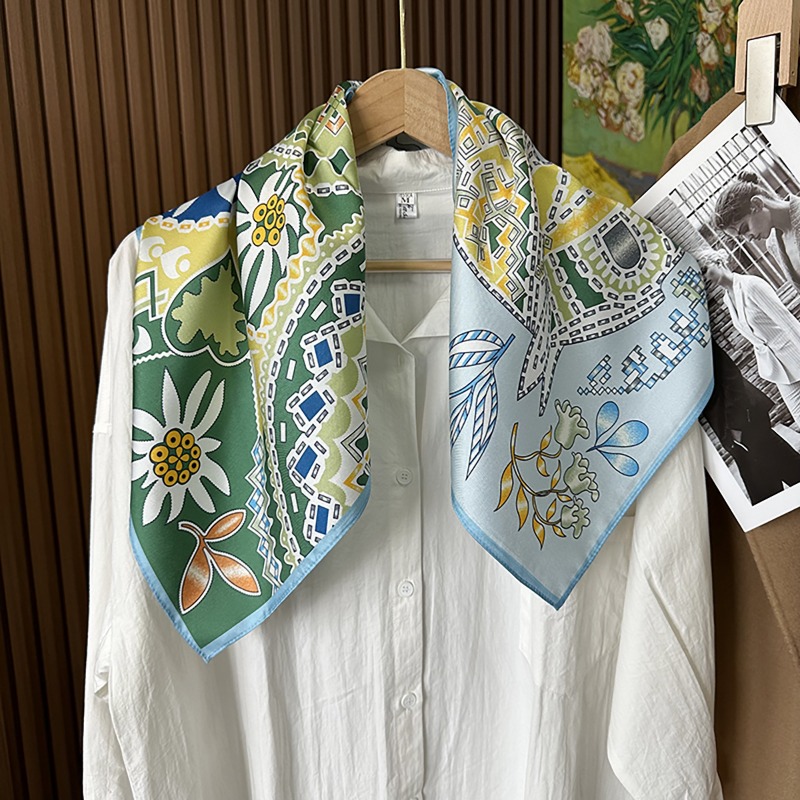 Green Boho Horse Square Scarf  - Ethnic Fashion Accessories recension och pris
