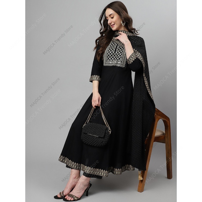 Indian Pakistani Women Black R - Salwar Kameez Set recension och pris