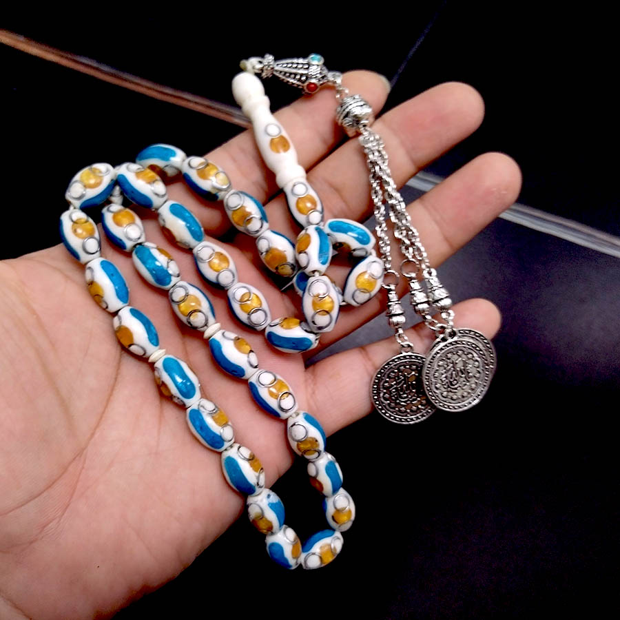 Camel bone Tasbih with Blue li - Ethnic Fashion Online recension och pris