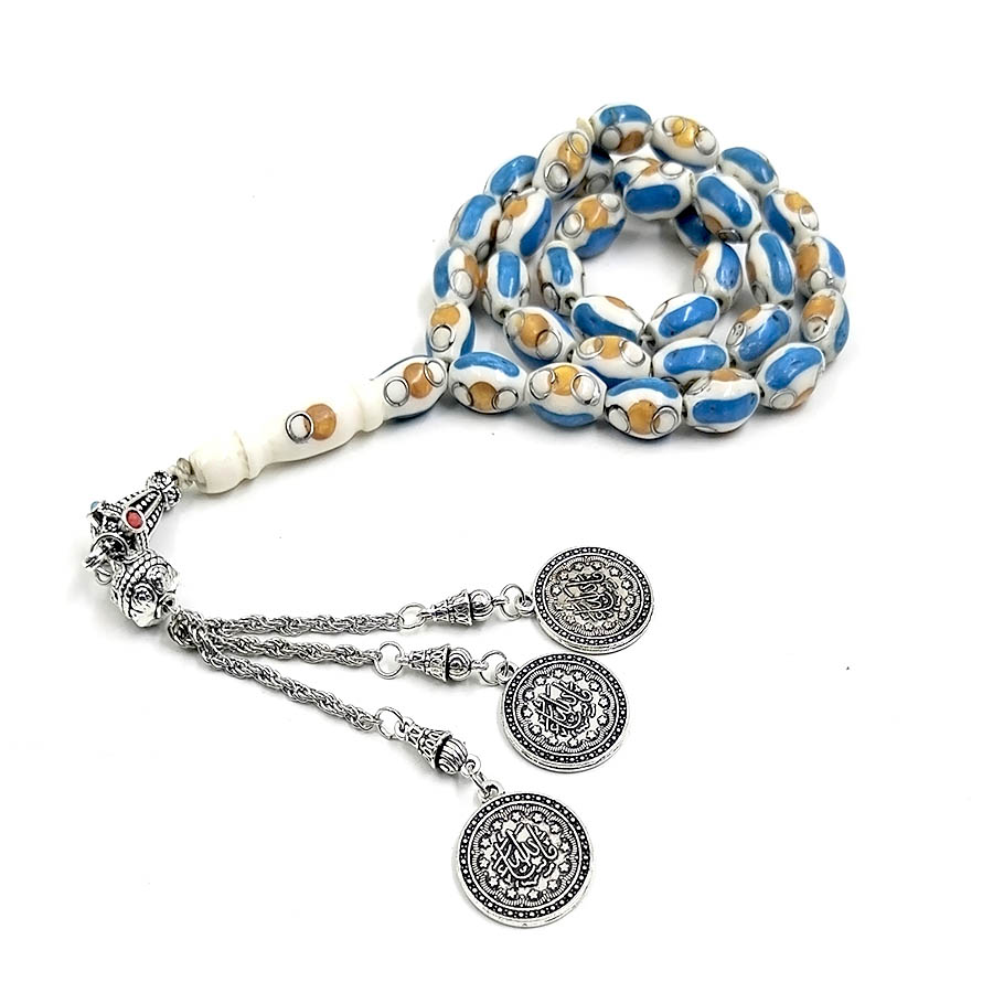 Camel bone Tasbih with Blue li - Ethnic Fashion Online recension och pris