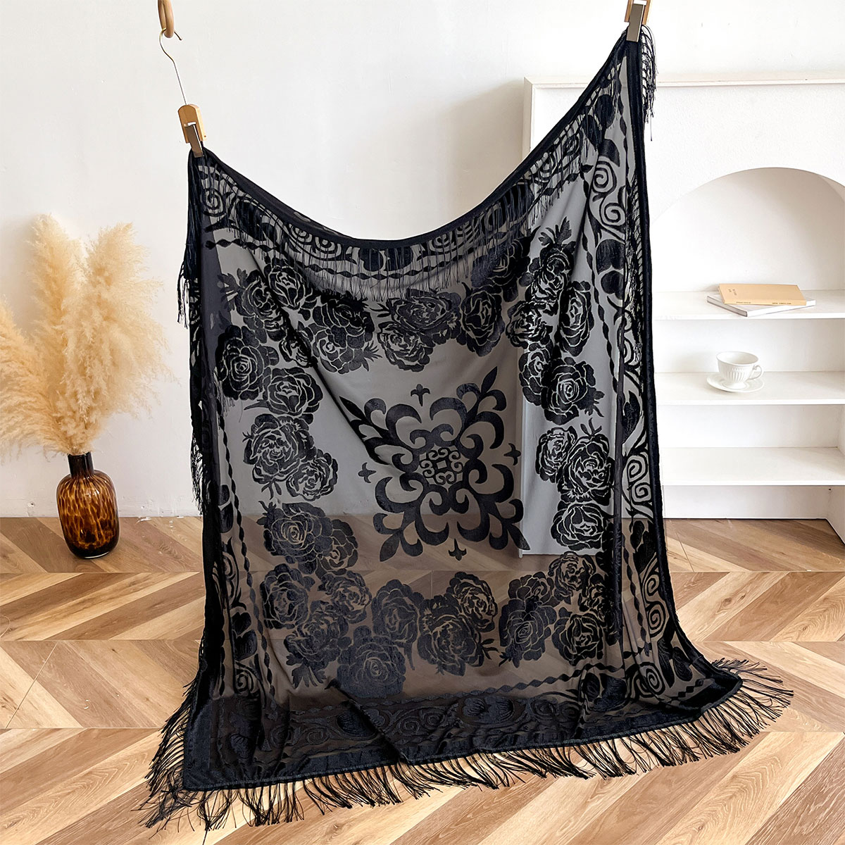 Retro Velvet Tassel Scarf Flor - Winter Ethnic Fashion For Women recension och pris