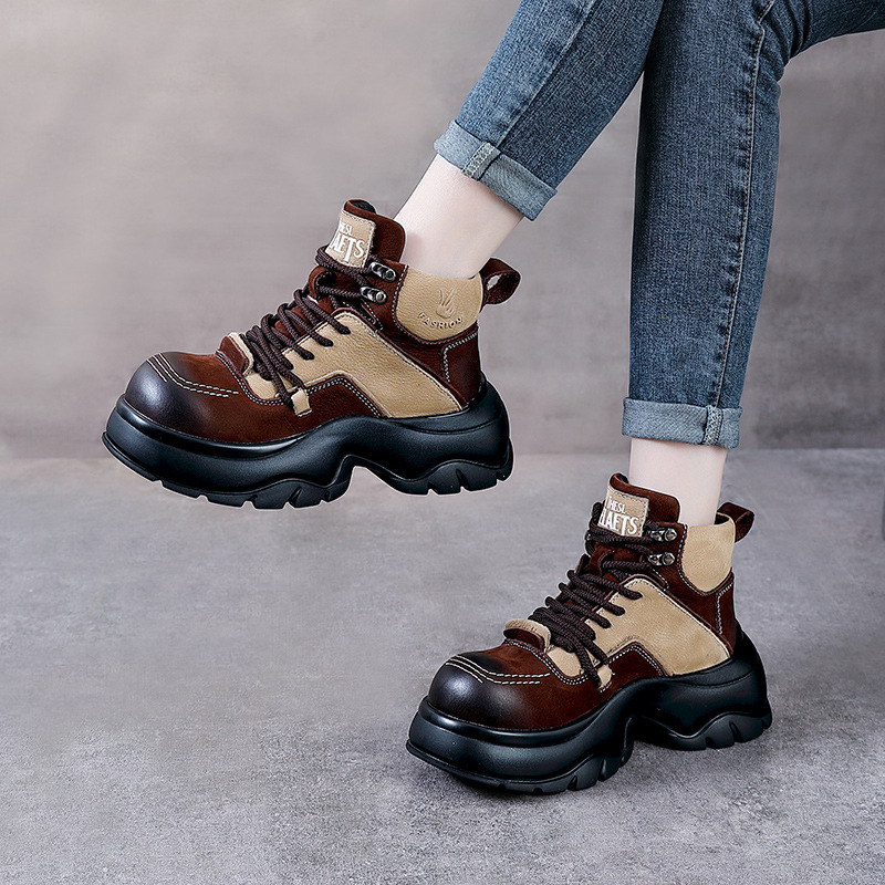 6cm Genuine Leather Wedge Fash - Ethnic Fashion For Women recension och pris